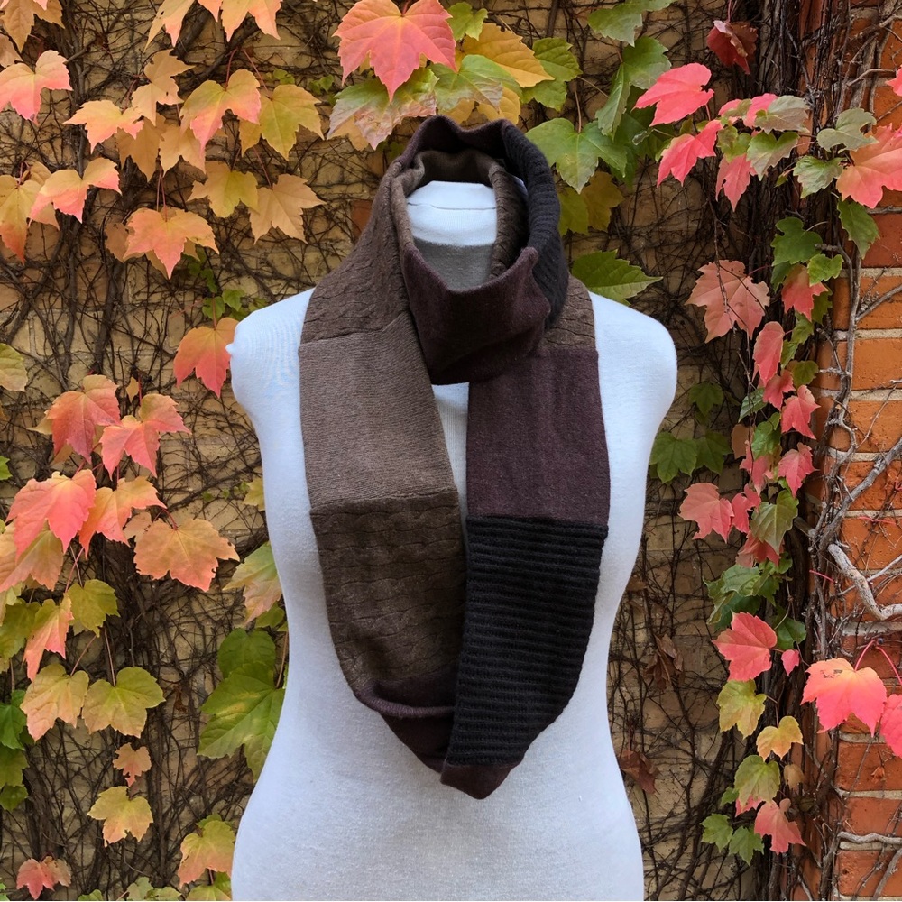 Brown Cashmere Infinity Scarf Upcycled Embody